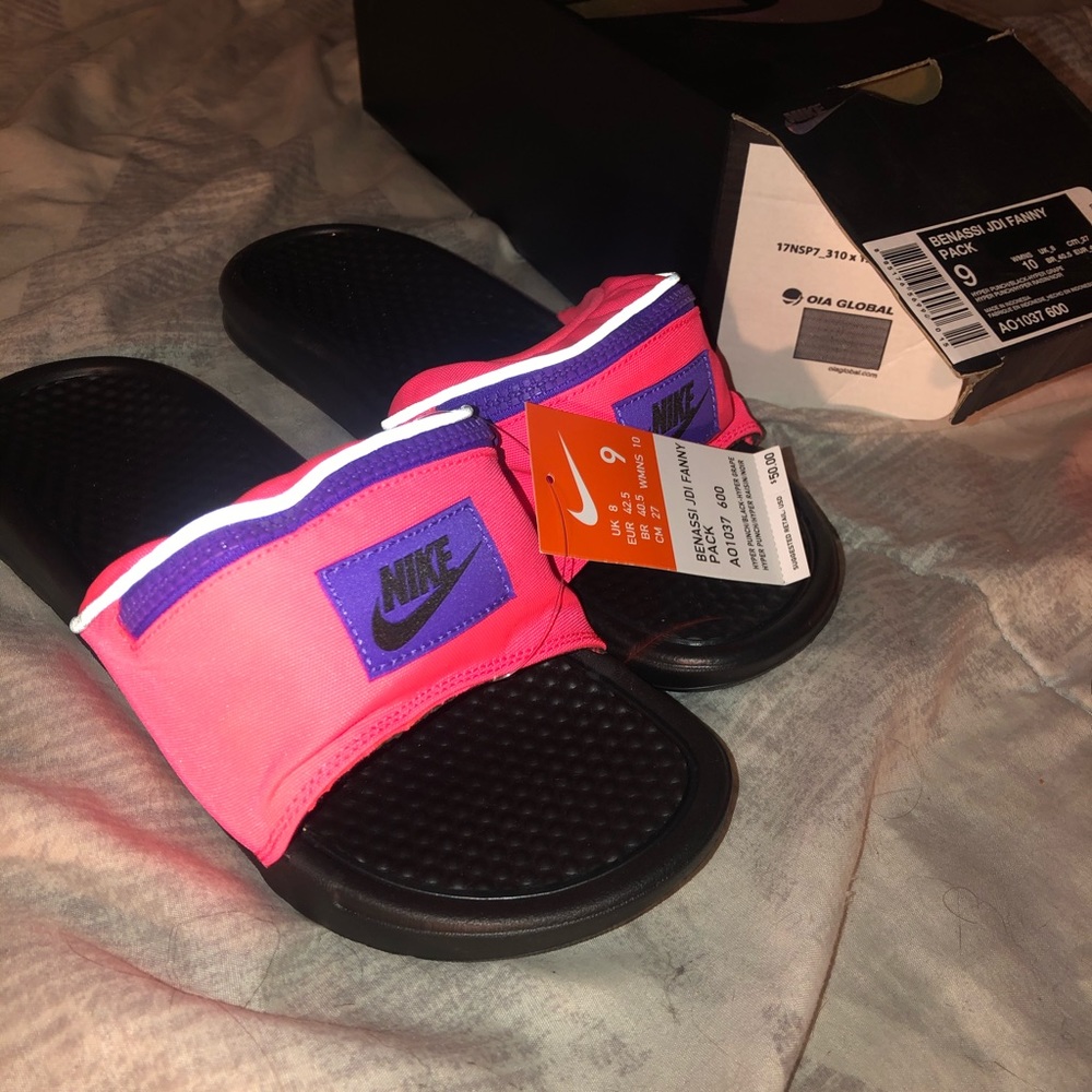 Nike fanny pack slippers